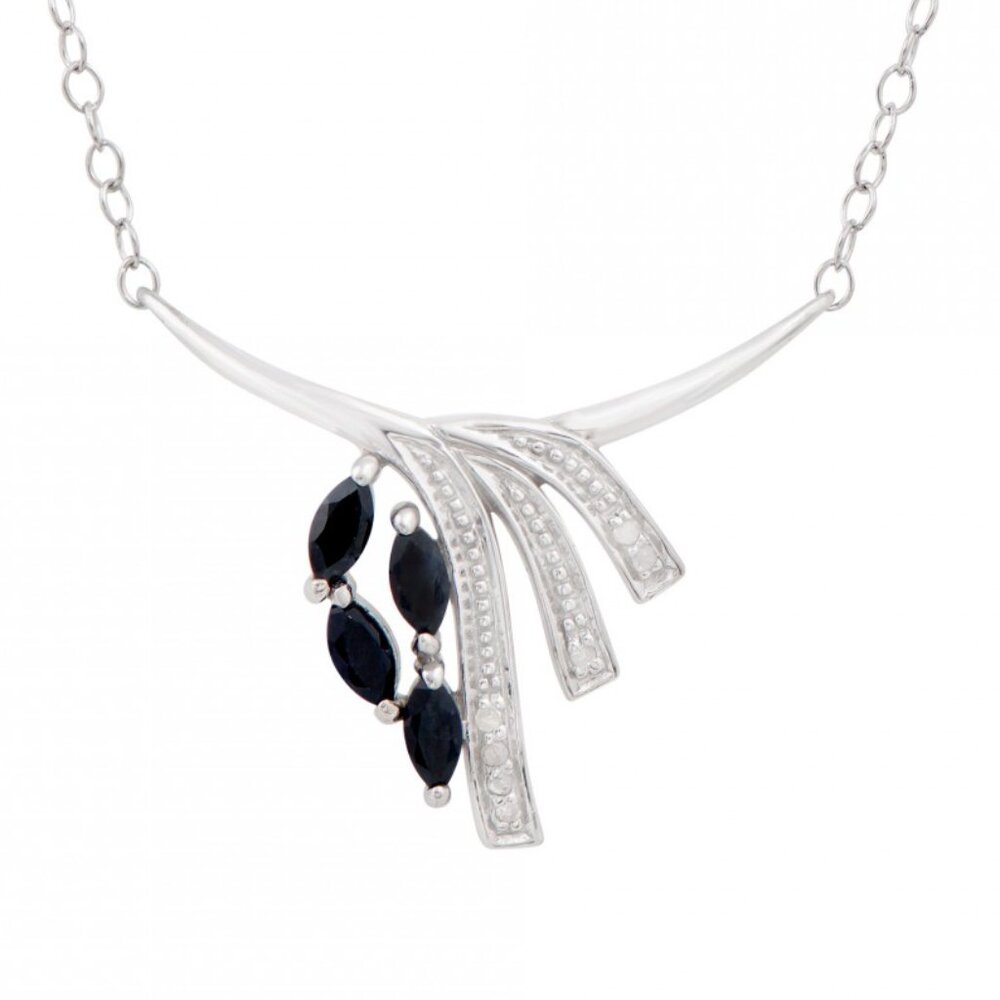 Black Sapphire and Diamond Palm Tree Necklace